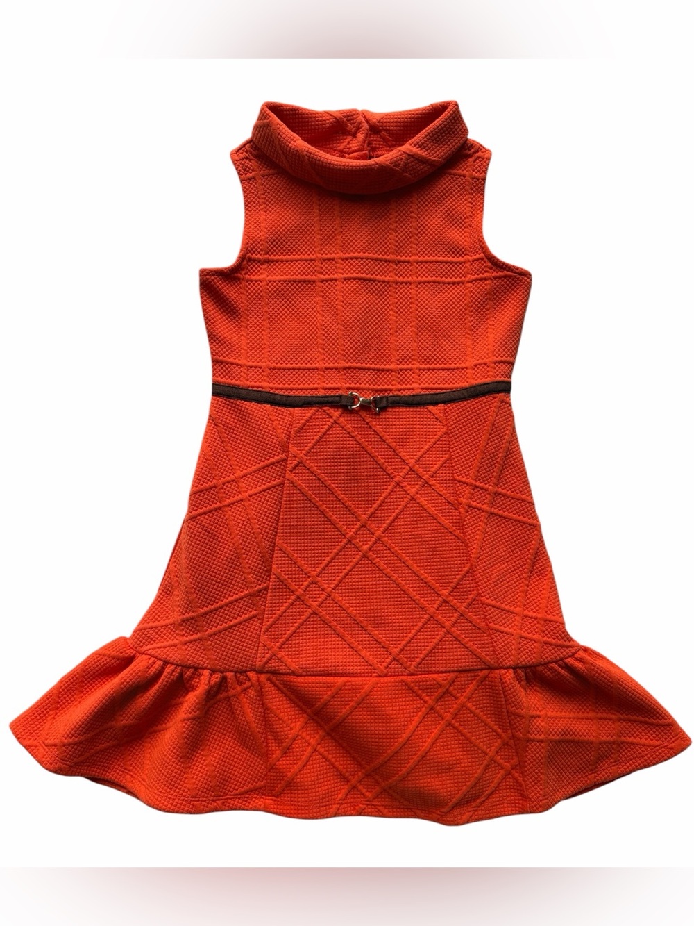 Janie and Jack Ruffle Hem Jacquard Dress Orange Size 8